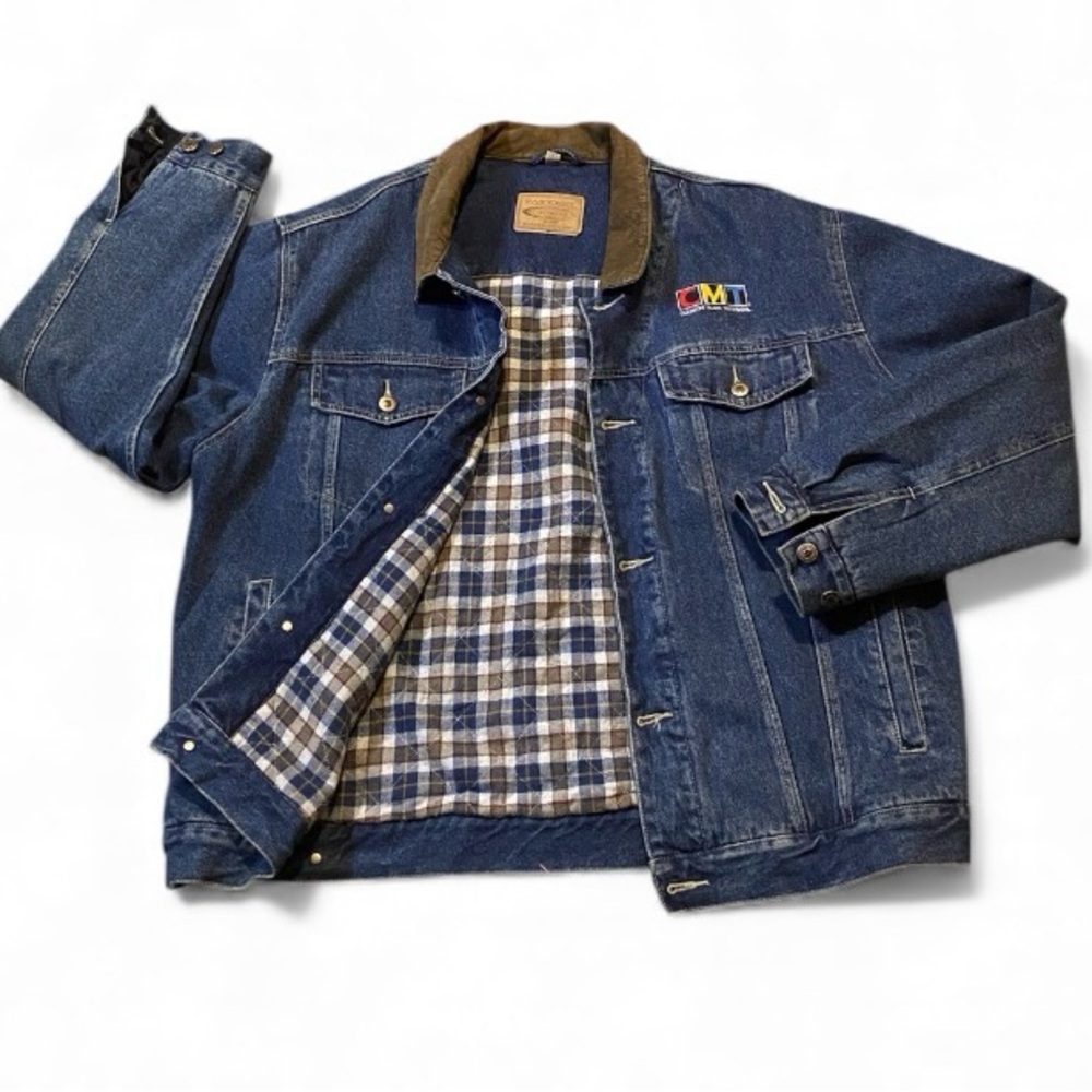 VTG 1980s CMT embroidered quilt lined plaid swingster denim jacket XL